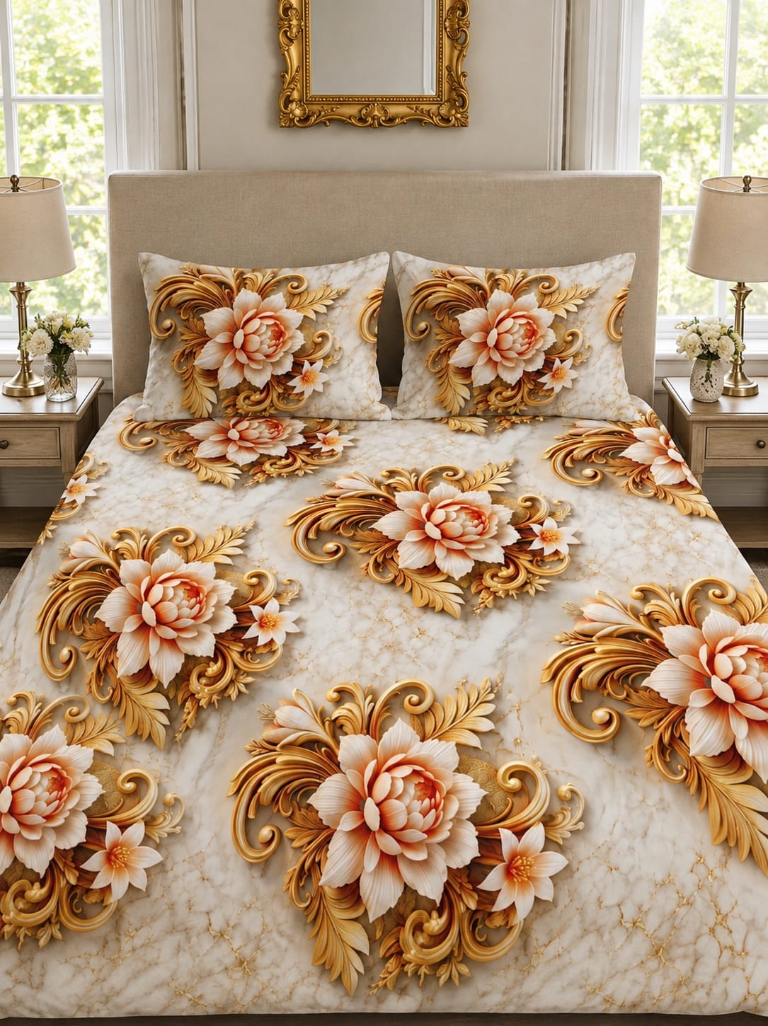 3D Printed Bedsheet with 2 Pillow Covers – 3-Piece Set | Article No. 3
