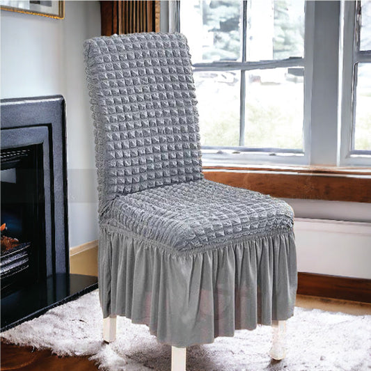 Frill Style Bubble Stuff Chair Cover (Light Grey Color)