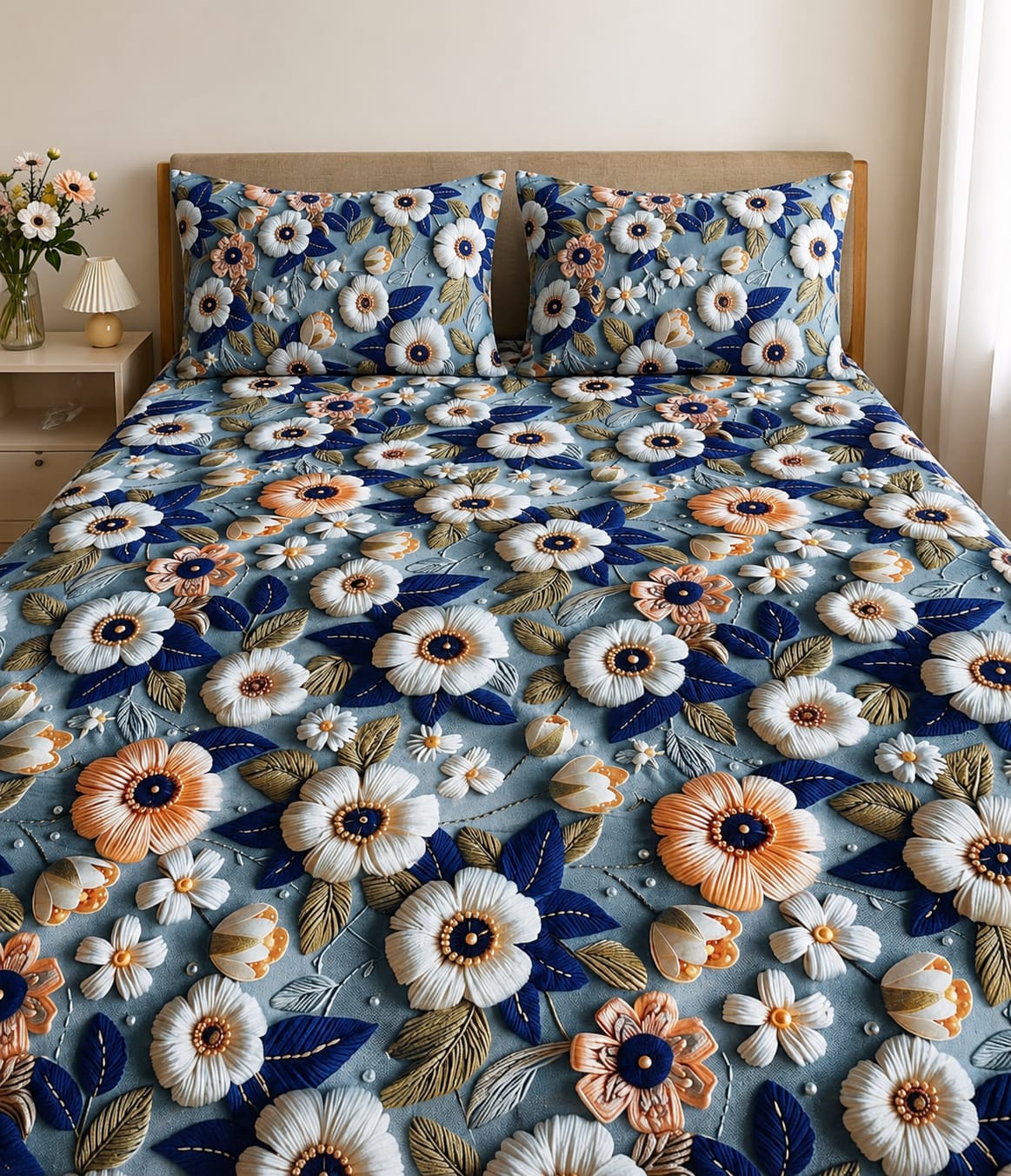 3D Printed Bedsheet with 2 Pillow Covers – 3-Piece Set | Article No. 4