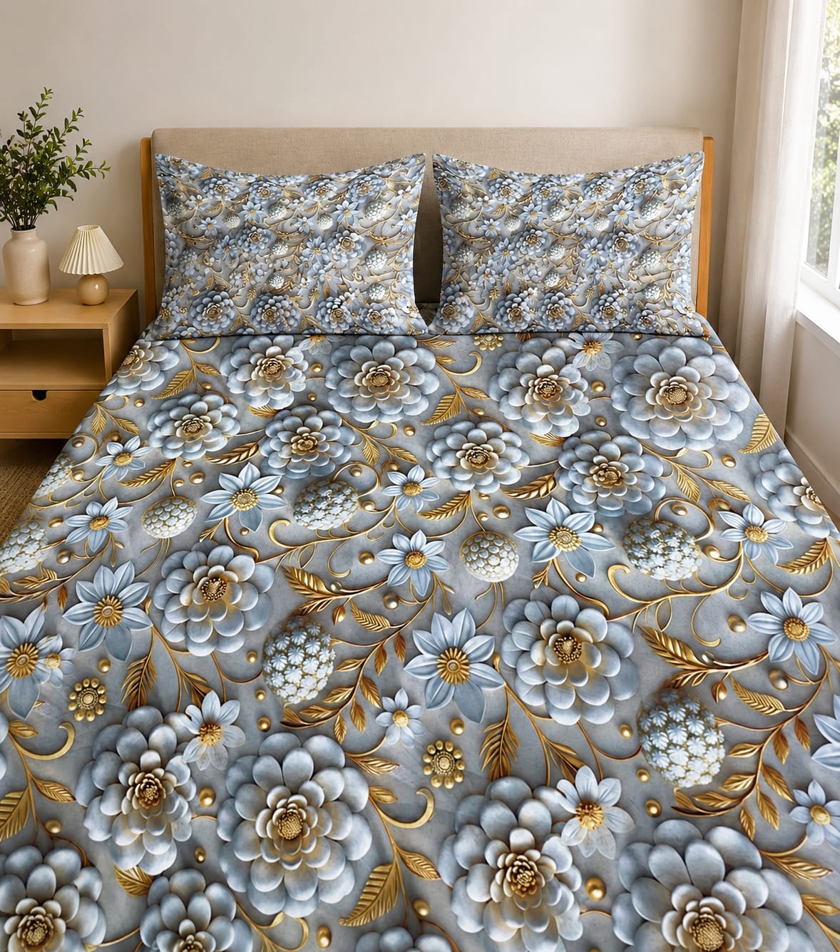 3D Printed Bedsheet with 2 Pillow Covers – 3-Piece Set | All Article