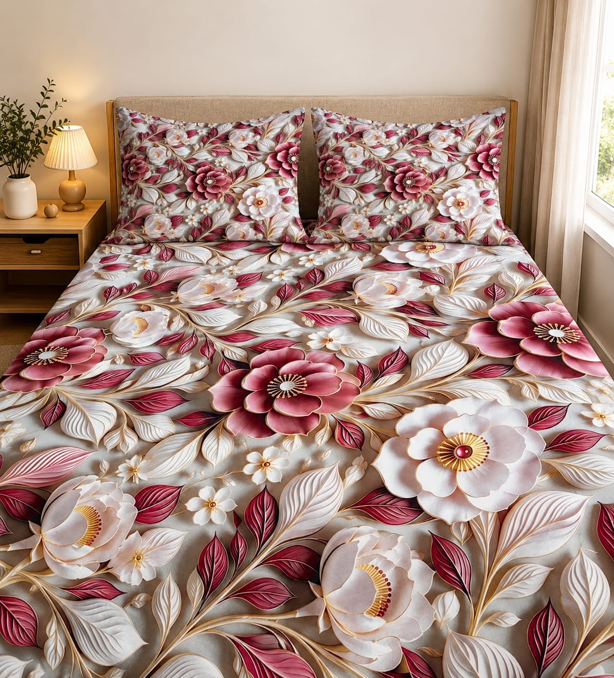 3D Printed Bedsheet with 2 Pillow Covers – 3-Piece Set | All Article