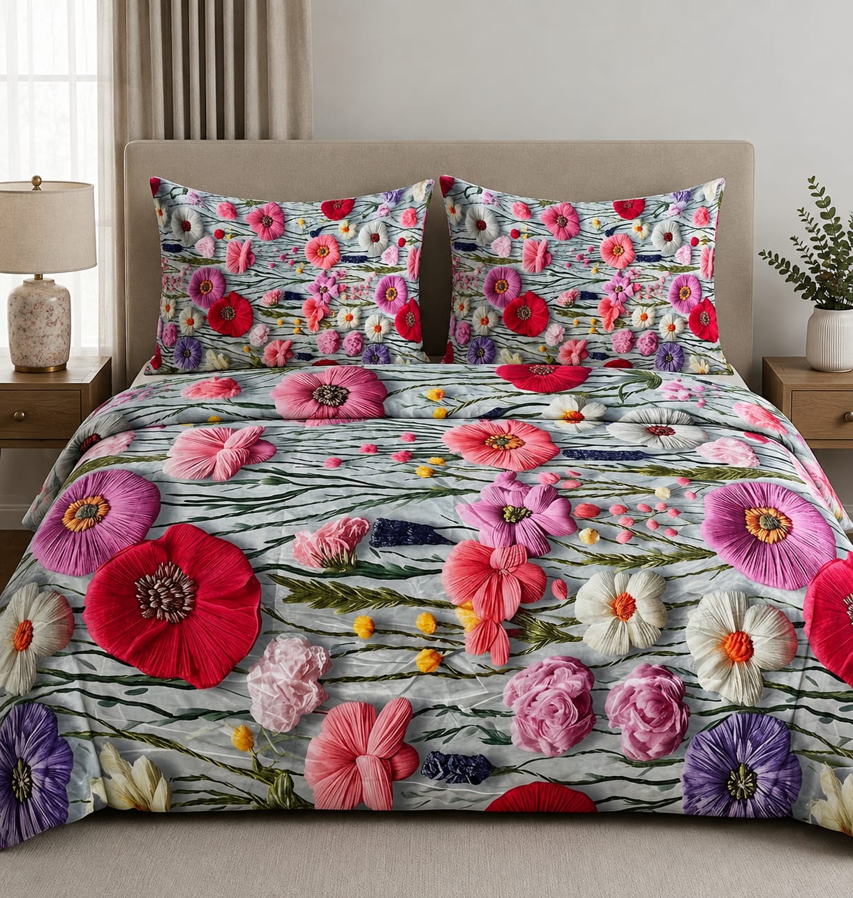 3D Printed Bedsheet with 2 Pillow Covers – 3-Piece Set | All Article