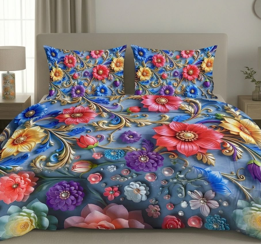 3D Printed Bedsheet with 2 Pillow Covers – 3-Piece Set | All Article
