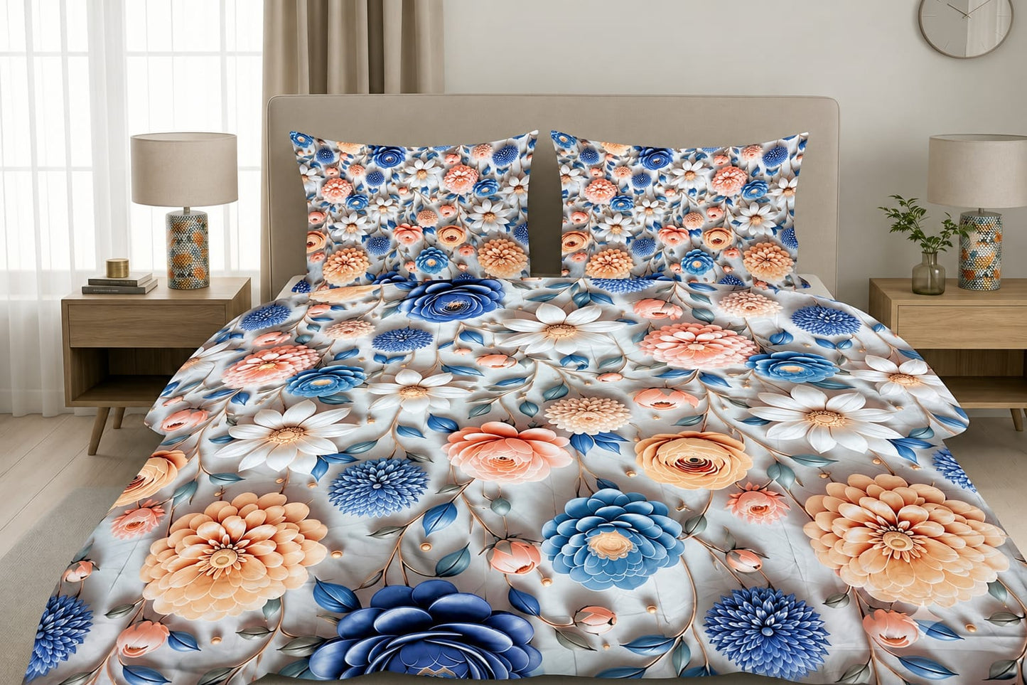 3D Printed Bedsheet with 2 Pillow Covers – 3-Piece Set | All Article