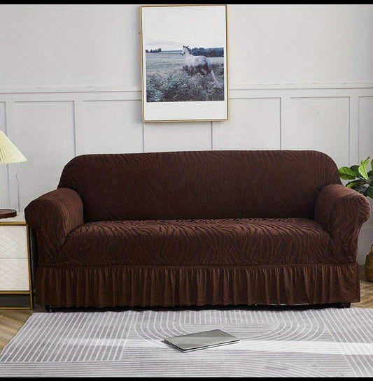 Zebra Velvet Sofa Cover (Brown Colour)