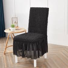 Frill Style Bubble Stuff Chair Cover (Black Color)