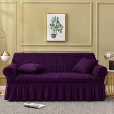 Frill Style Bubble Stuff Sofa Cover (Purple Color)